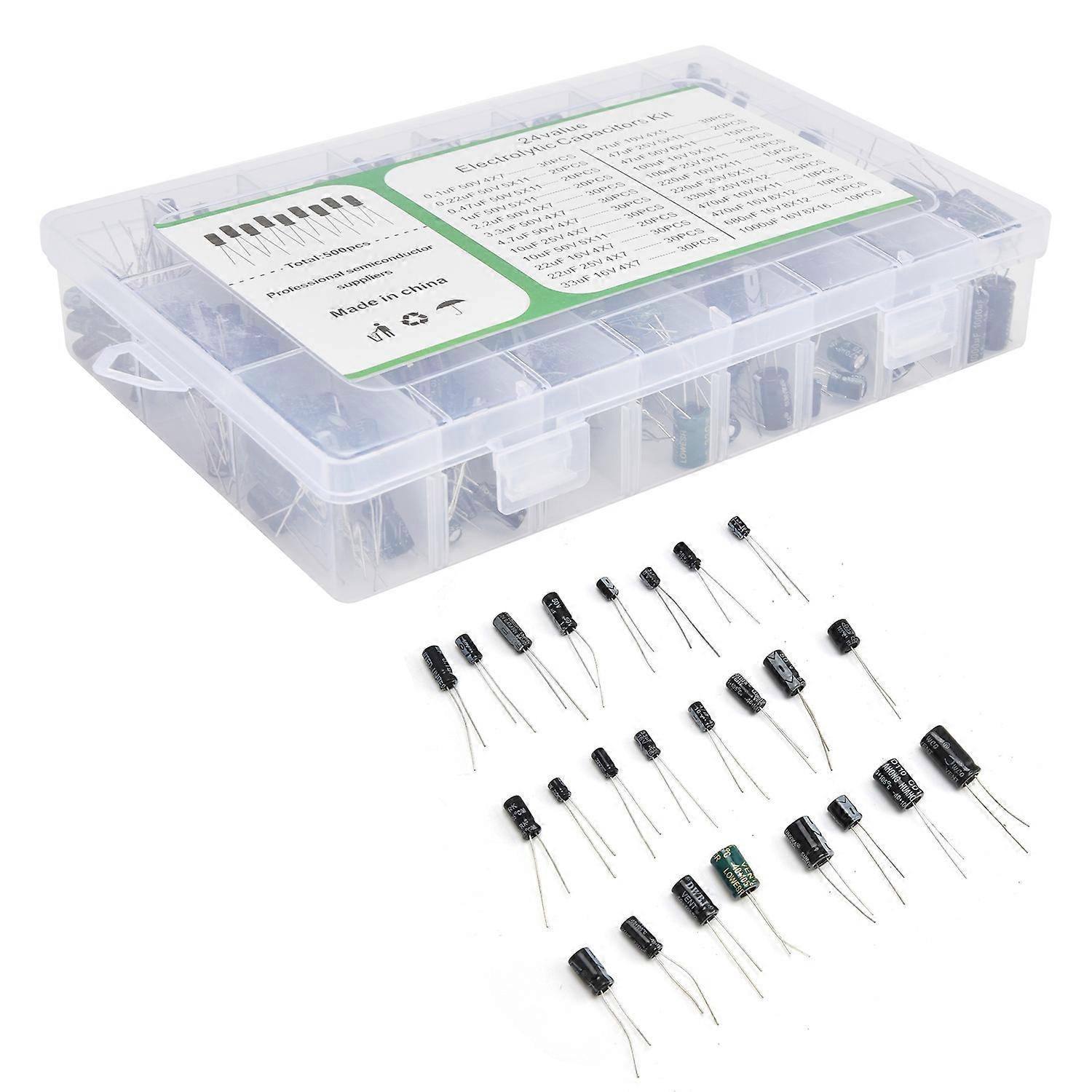500 Stück Elektrolytkondensatoren 0,1 Μf–1000 Μf, Handliche Ausführung, Verschiedene Kondensatoren, Verpackt Für Lcd-monitore Und Radios