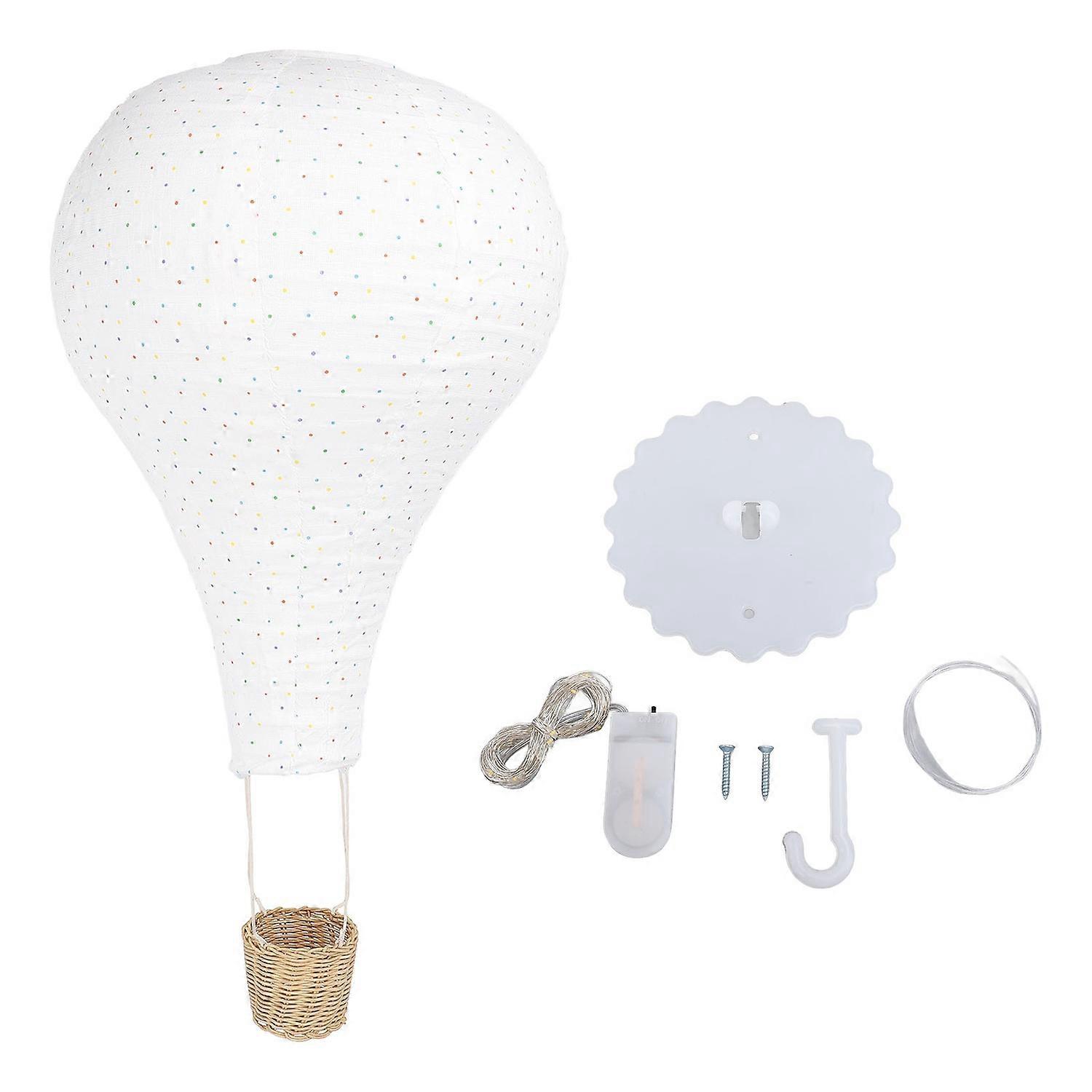 Heißluftballon-hängeleuchte Aus Rattan Und Stoff Mit Lampenschirm Und Led-streifen