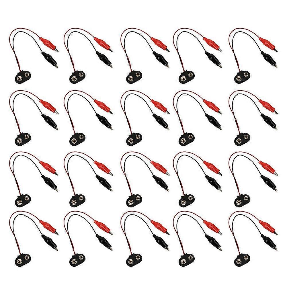 20 Stück Batterie-schnappverbinder Mit Krokodilklemmen, Kabelanschluss, Prüfspitze, 9 V, 15 Cm Länge