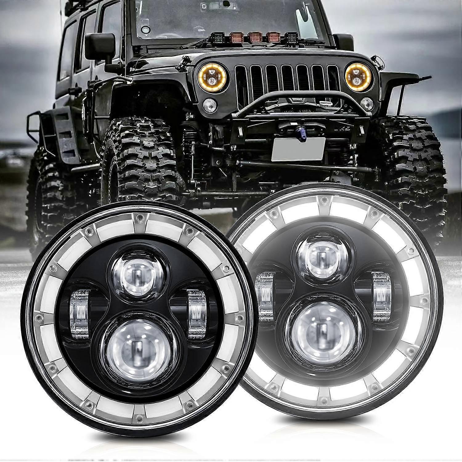 Stück 7-zoll-led-scheinwerfer, Wasserdichter Runder Scheinwerfer Mit Fern- Und Abblendlicht, Tagfahrlicht Und Blinker Für Autos