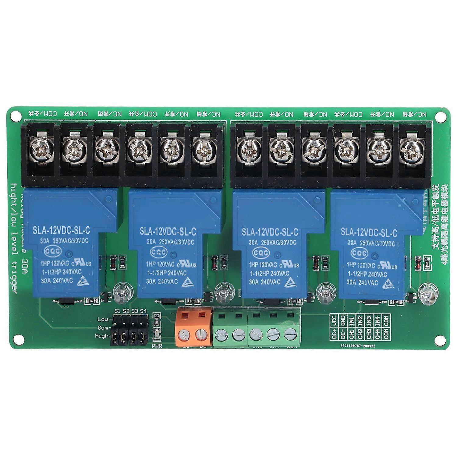 4-kanal-relaismodul 30a Hoch-/niedrigpegel-stromrelaismodul Mit Isolations-optokoppler 12v