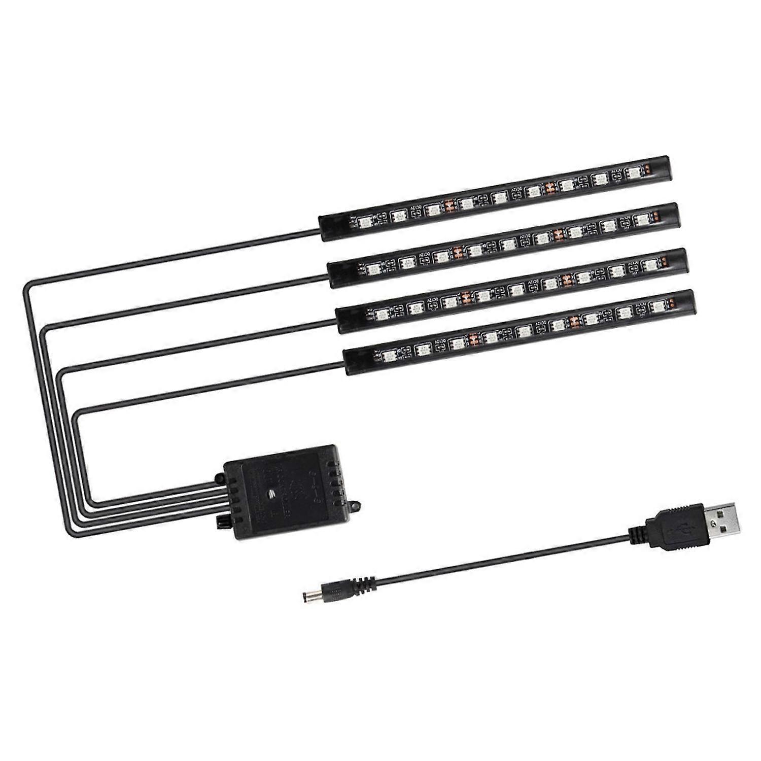 Universeller Led-innenraumbeleuchtungsstreifen Für Autos Mit Fernbedienung, 36 Leds, Dekorativer Fahrzeugbodenbeleuchtungsstreifen, Usb-anschluss