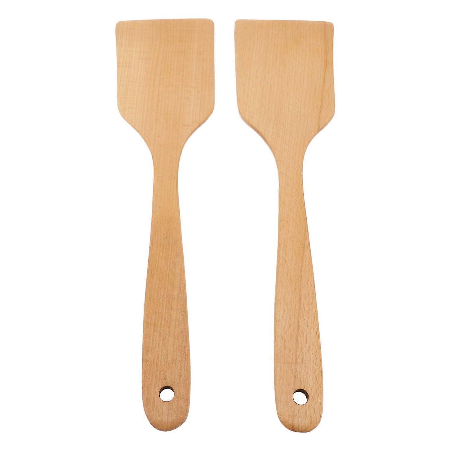 Stück Holzspatel, Kochwender Aus Buchenholz Mit Langem Griff, Breite, Flache Bratpfanne Für Die Küche