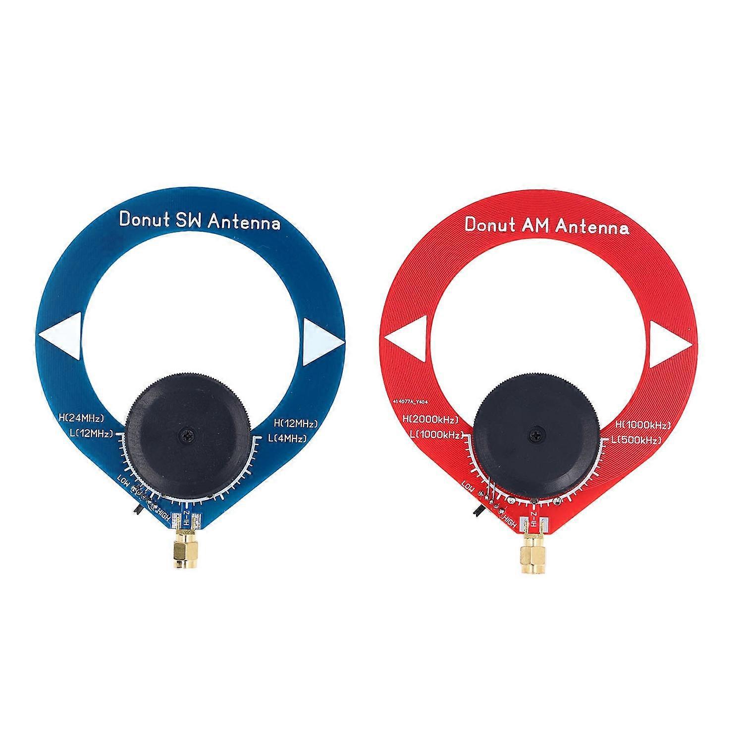 2er-set Kleine Rahmenantennen, Blaue Kurzwellenantenne (4 Mhz–24 Mhz), Rote Mittelwellenantenne (500 Khz–2000 Khz).
