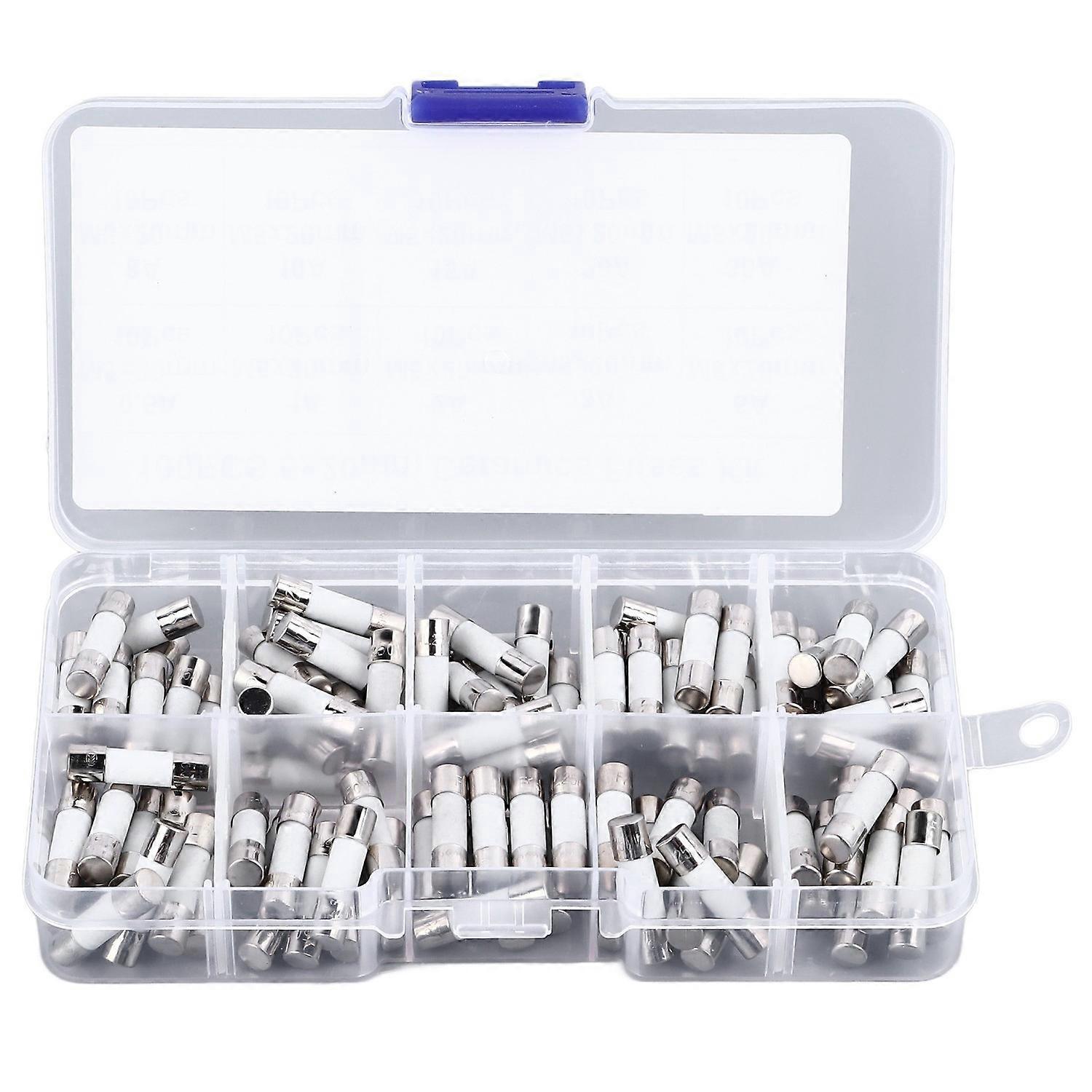 100-teiliges Set Röhrensicherungen 5x20mm Multifunktionale Keramik-röhrensicherungen Sortimentsset 250v 0,5a Bis 30a