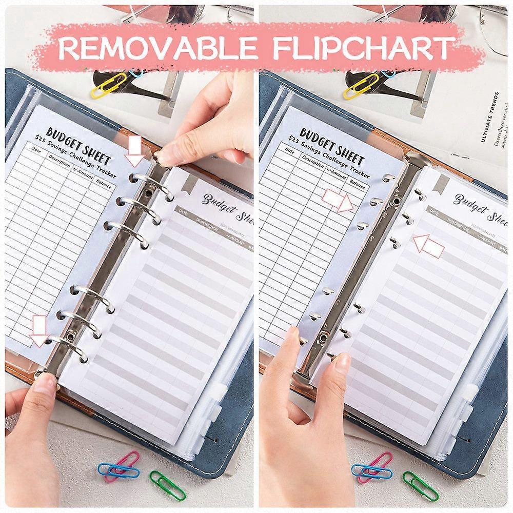 100 Umschläge Spar-herausforderung Budgetordner Pu-leder-einband Mit Bargeldumschlag Pvc-tasche Zi
