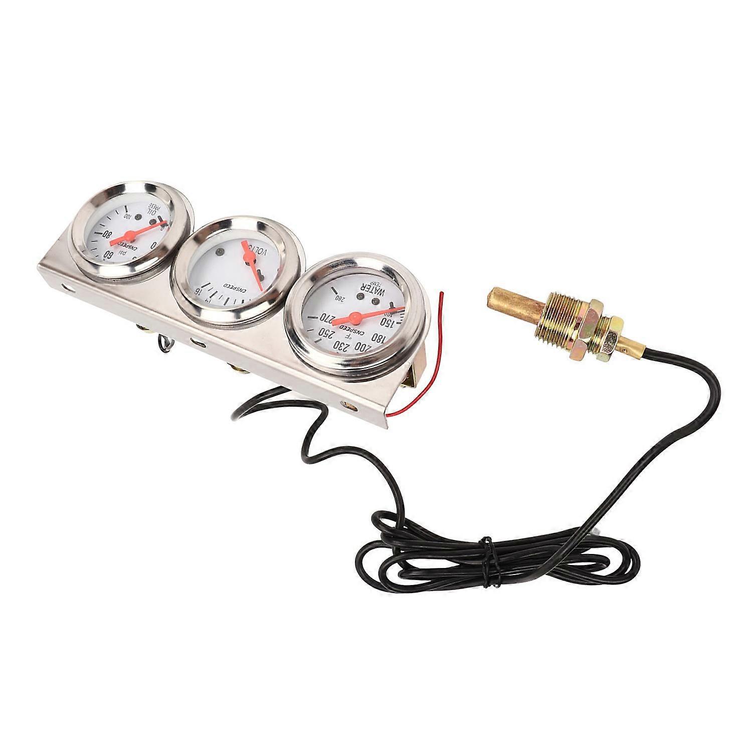 52-mm-auto-dreifachinstrumenten-set Mit Weißem Zifferblatt, 12 V, Öldruck-, Wassertemperatur- Und Voltmeter Mit Sensor