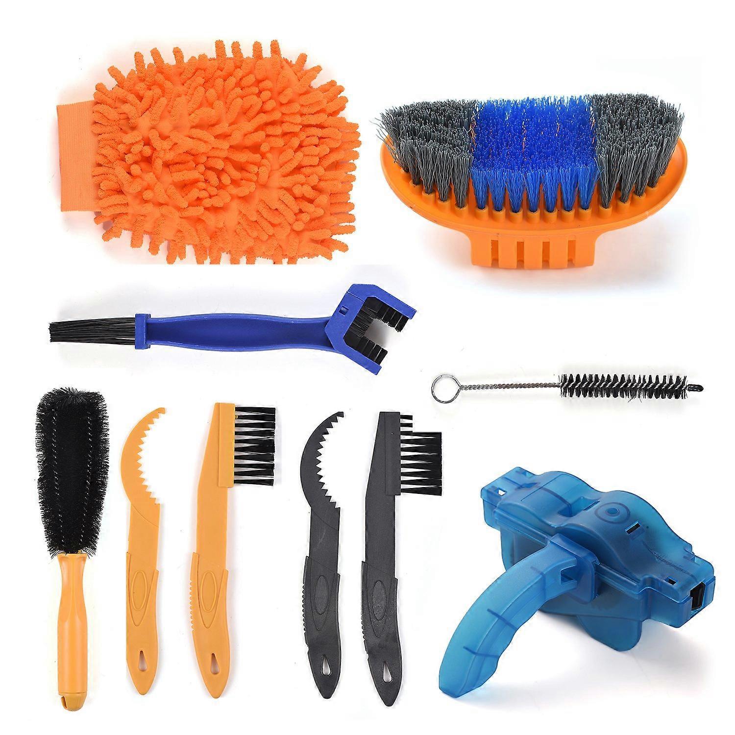 Fahrradreinigungsbürsten-set, Vielseitiges Reinigungswerkzeug-set Für Kette, Reifen Und Ritzel, 10-teiliges Bürsten-set
