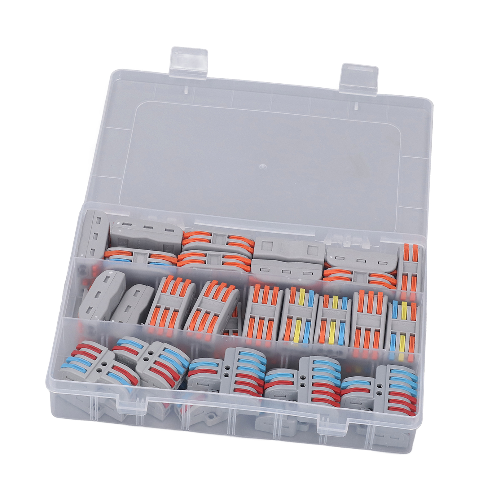46-teiliges Set Mit Hebelverbindern Für Drahtverbindungen Und Leiterverbinder In 4 Ausführungen Für 0,2–4,0 Mm²