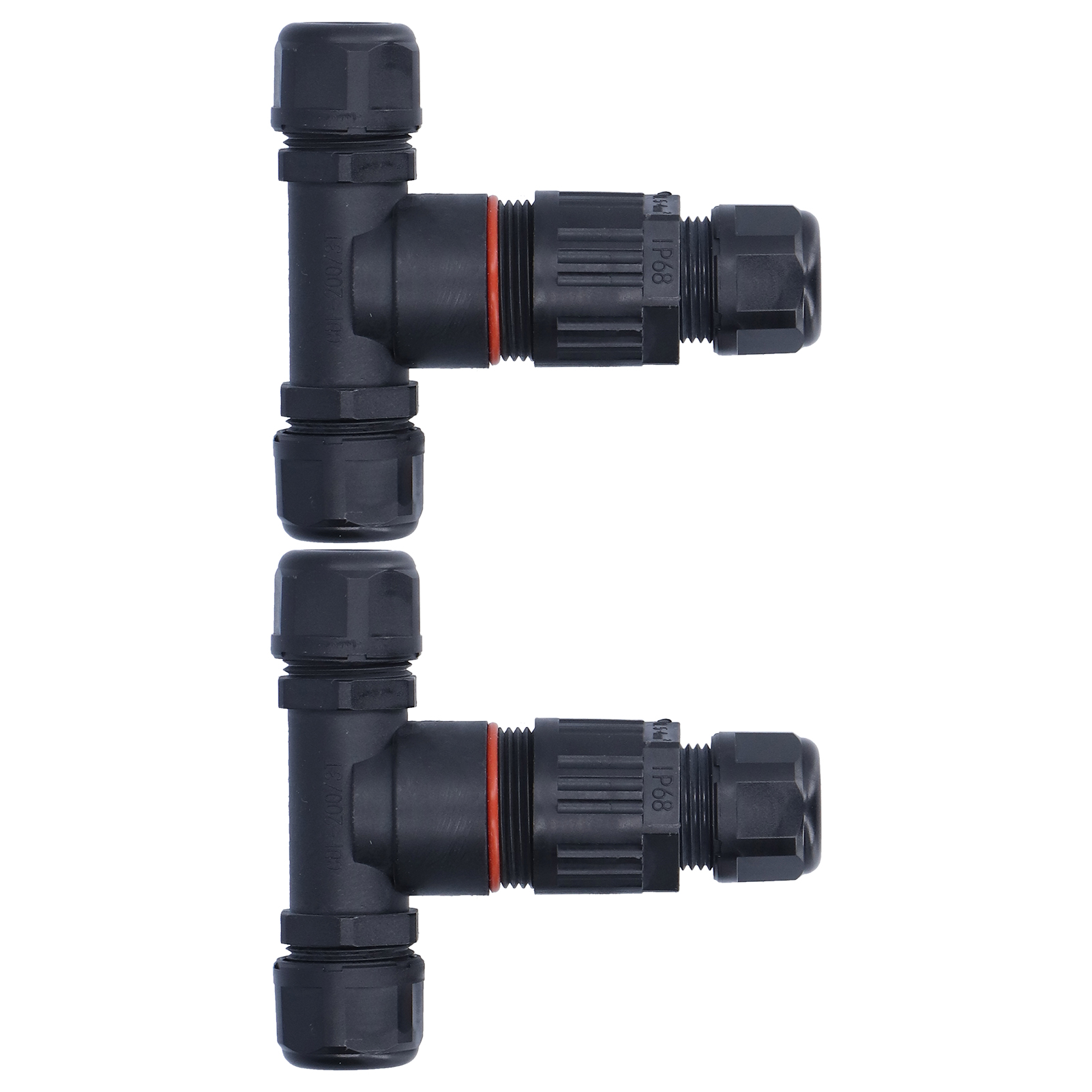 2 Stück Wasserdichte 3-wege-anschlussdose Mit T-förmigem Kabelverbinder Für Außenfluter (2 Eingänge, 2 Ausgänge)