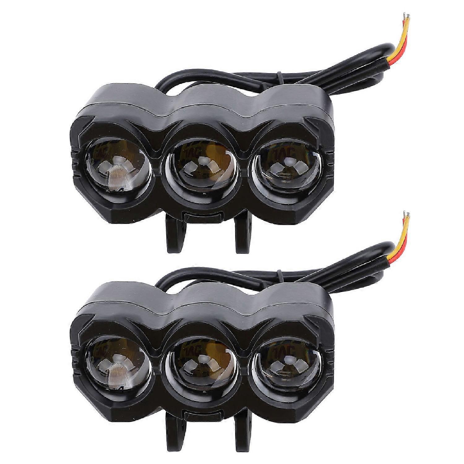 2 Stück Motorrad-led-scheinwerfer, 1200 Lm, 62 W, 3 Linsen, Zweifarbig, Fern- Und Abblendlicht, Zusatzscheinwerfer, Nebelscheinwerfer