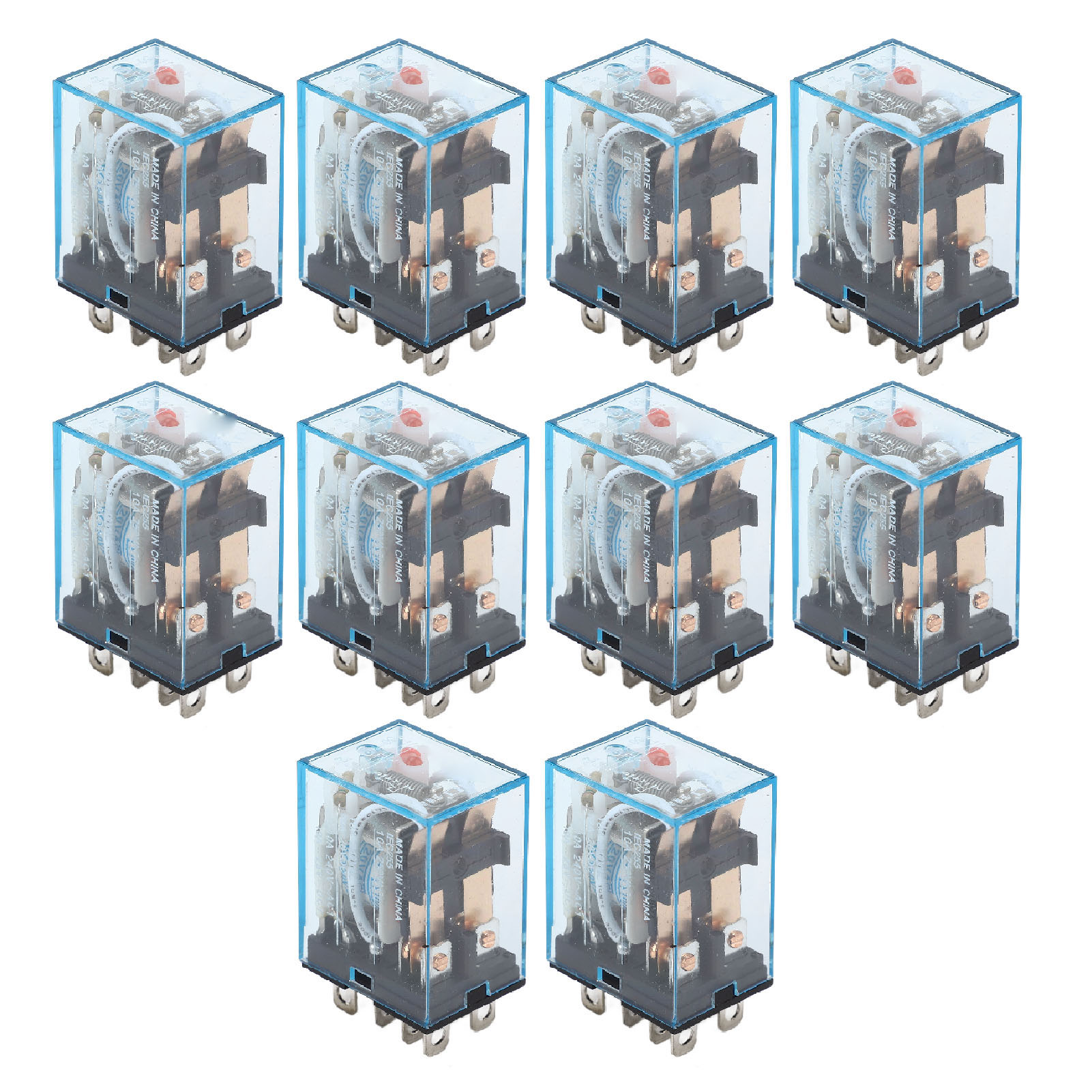 10 Stück Spulenleistungsrelais, Klein, Mittelgroß, Elektromagnetisch, 8-polig, 2-polig, 2-polig, 110 V