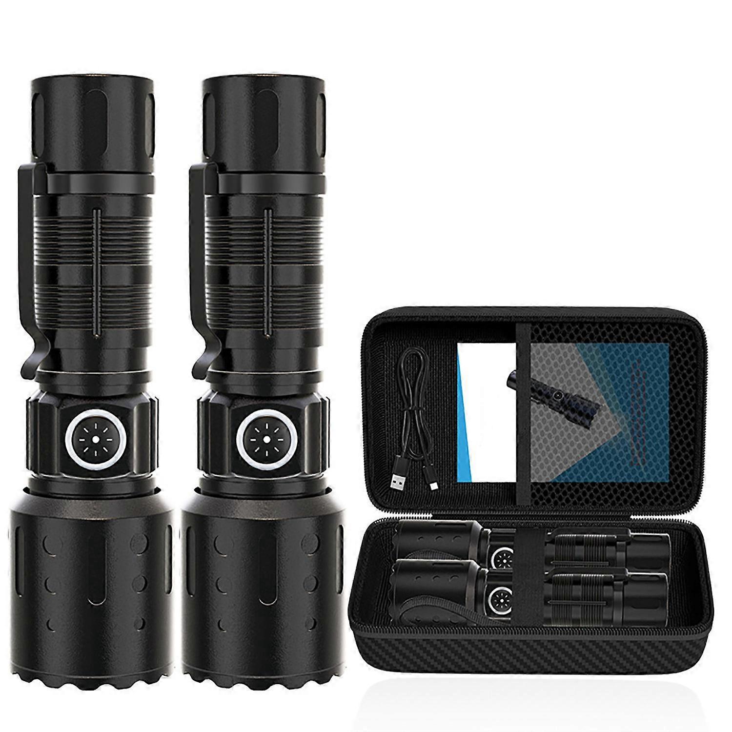 Stück Superhelle Led-taschenlampen, Usb-wiederaufladbar, Teleskop-zoom-taschenlampe Für Zuhause, Outdoor, Camping