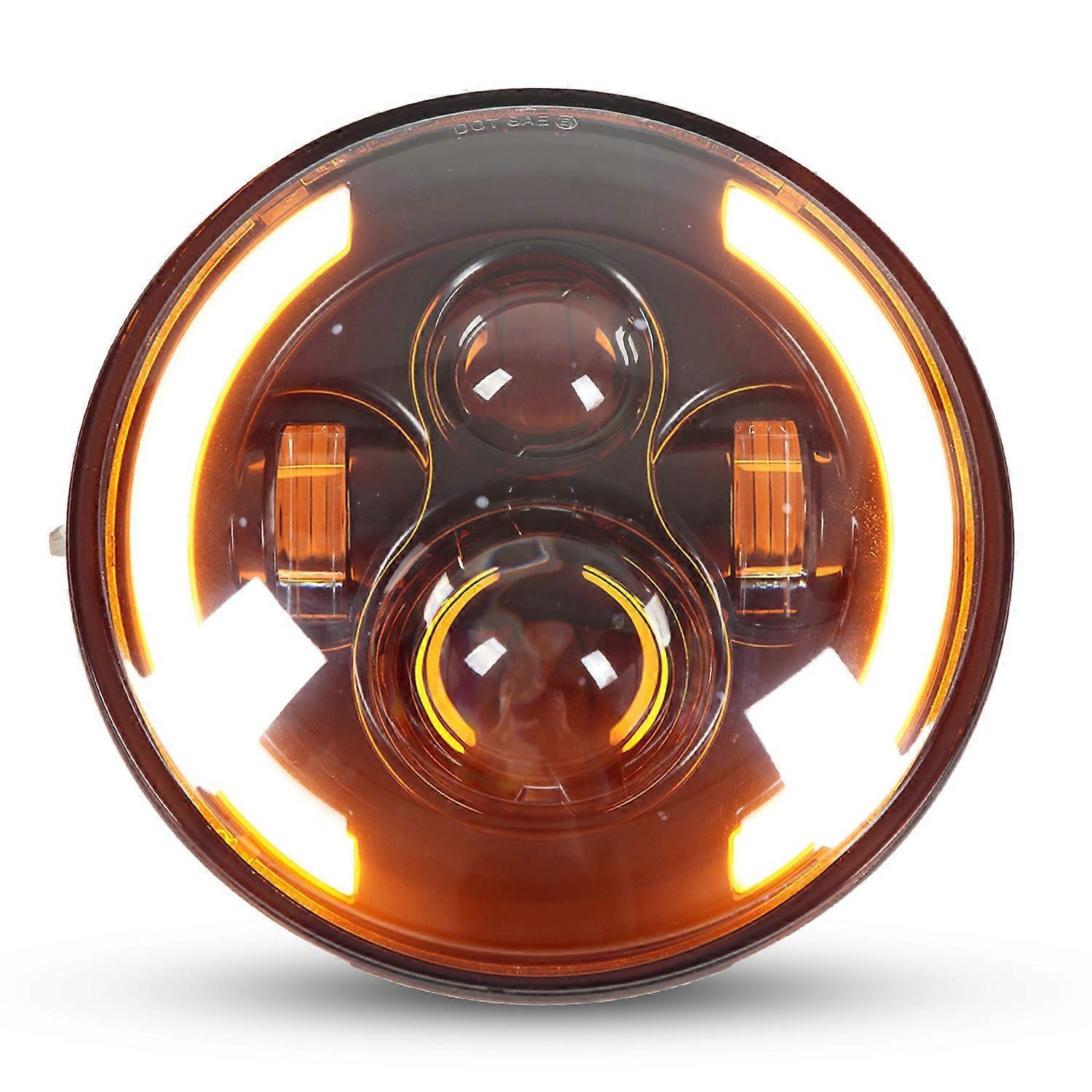 7-zoll-halo-led-scheinwerfer, Rund, Zweifarbig, Tagfahrlicht, Universeller Ersatz Für Road Star