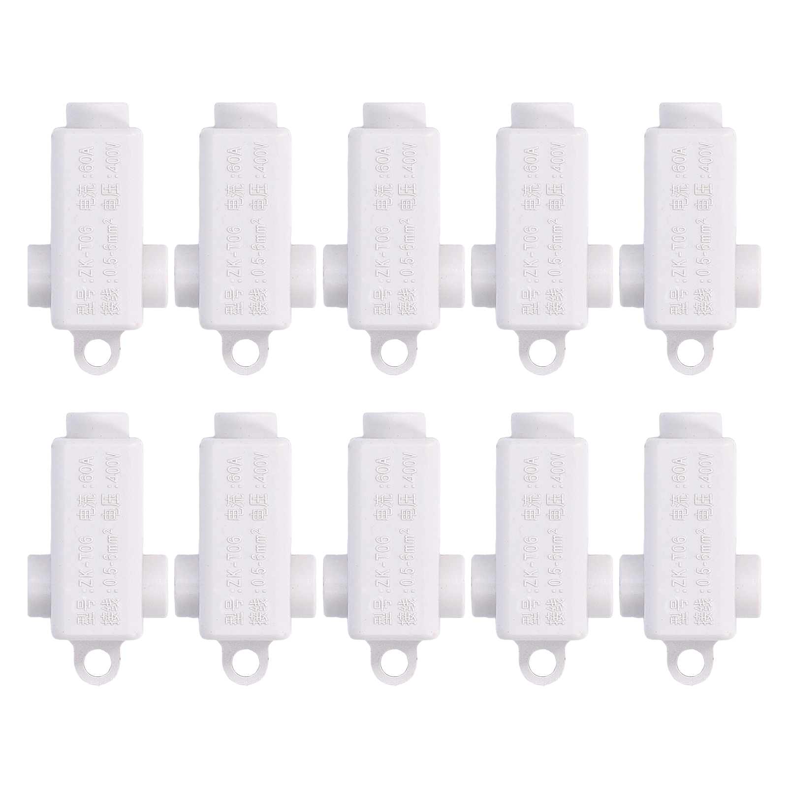 10 Stück T-förmiger Verteilerblock, 3-wege-inline-anschlussdose, Hochleistung Zkt06 400 V 60 A