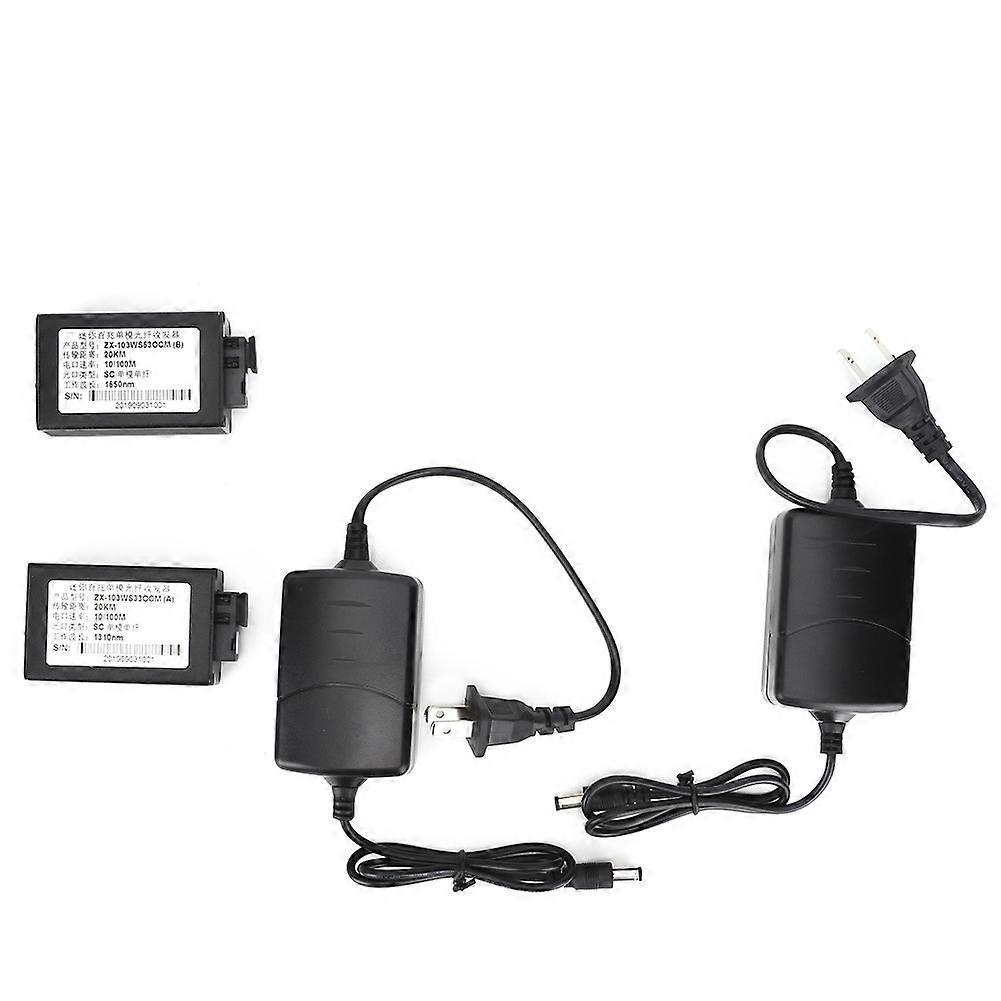 2 Stück Medienkonverter, Singlemode, Sc-schnittstelle, 20 Km, 10/100 Mbit/s, 100–240 V Ac