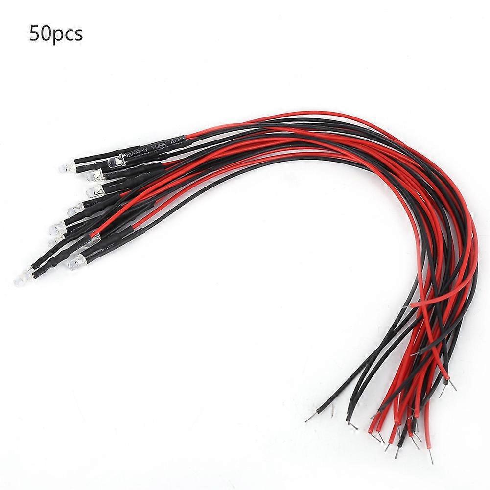 50 Stück 12v Vorverdrahtete Led-leuchtdioden, 3mm Runder Kopf, Mehrfarbig, Schnell Blinkend
