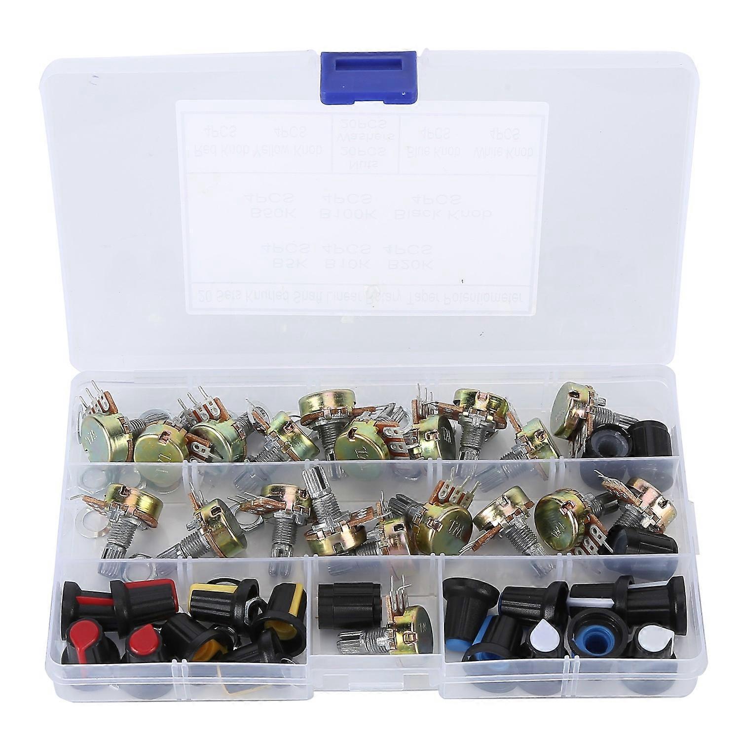 80-teiliges Potentiometer-set (b5k, B10k, B20k, B50k, B100k) Mit Linearer Kennlinie Und Drehknopf Für Die Audiosteuerung