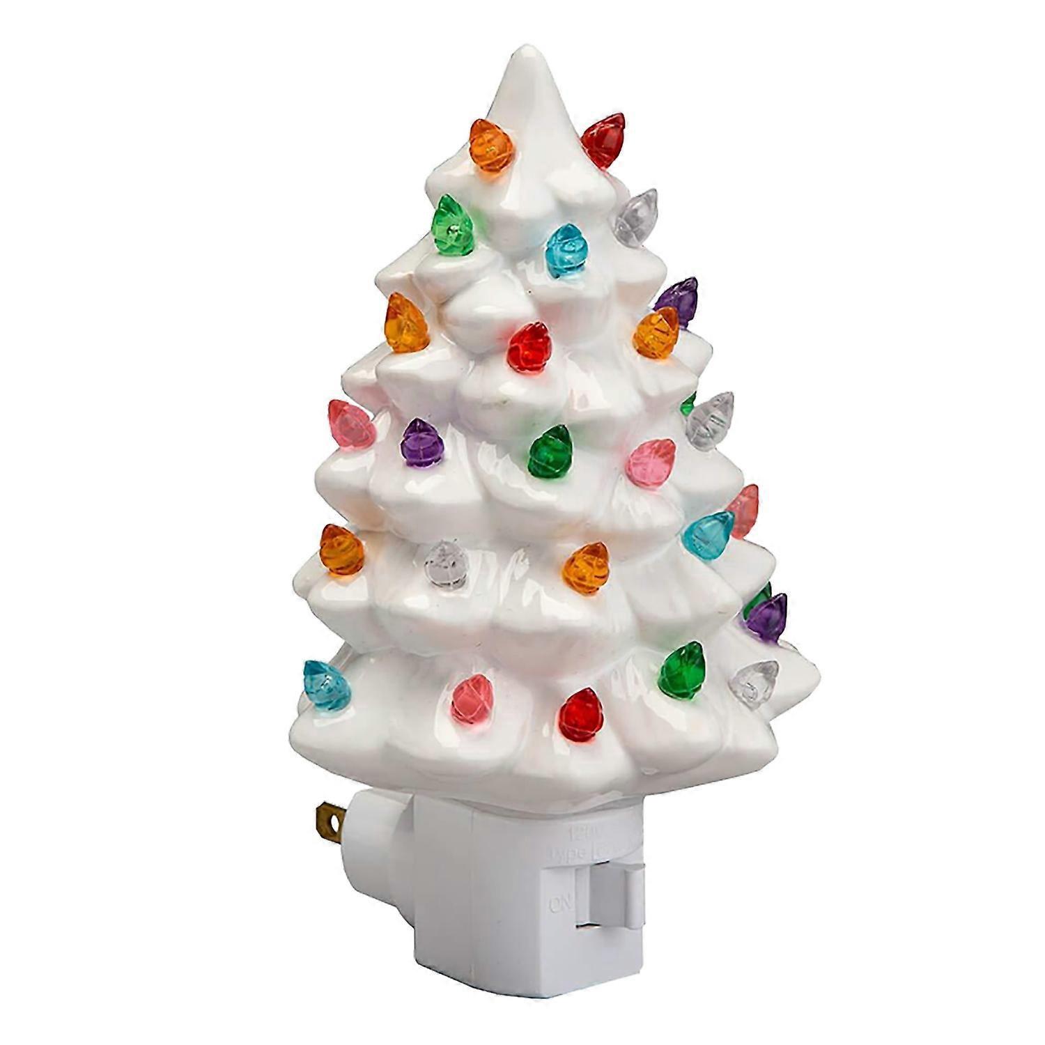 Weihnachtsbaum-nachtlicht Aus Keramik, Dekoratives Stecker-nachtlicht, Weihnachtsdeko Für Nachttische, Arbeitszimmer