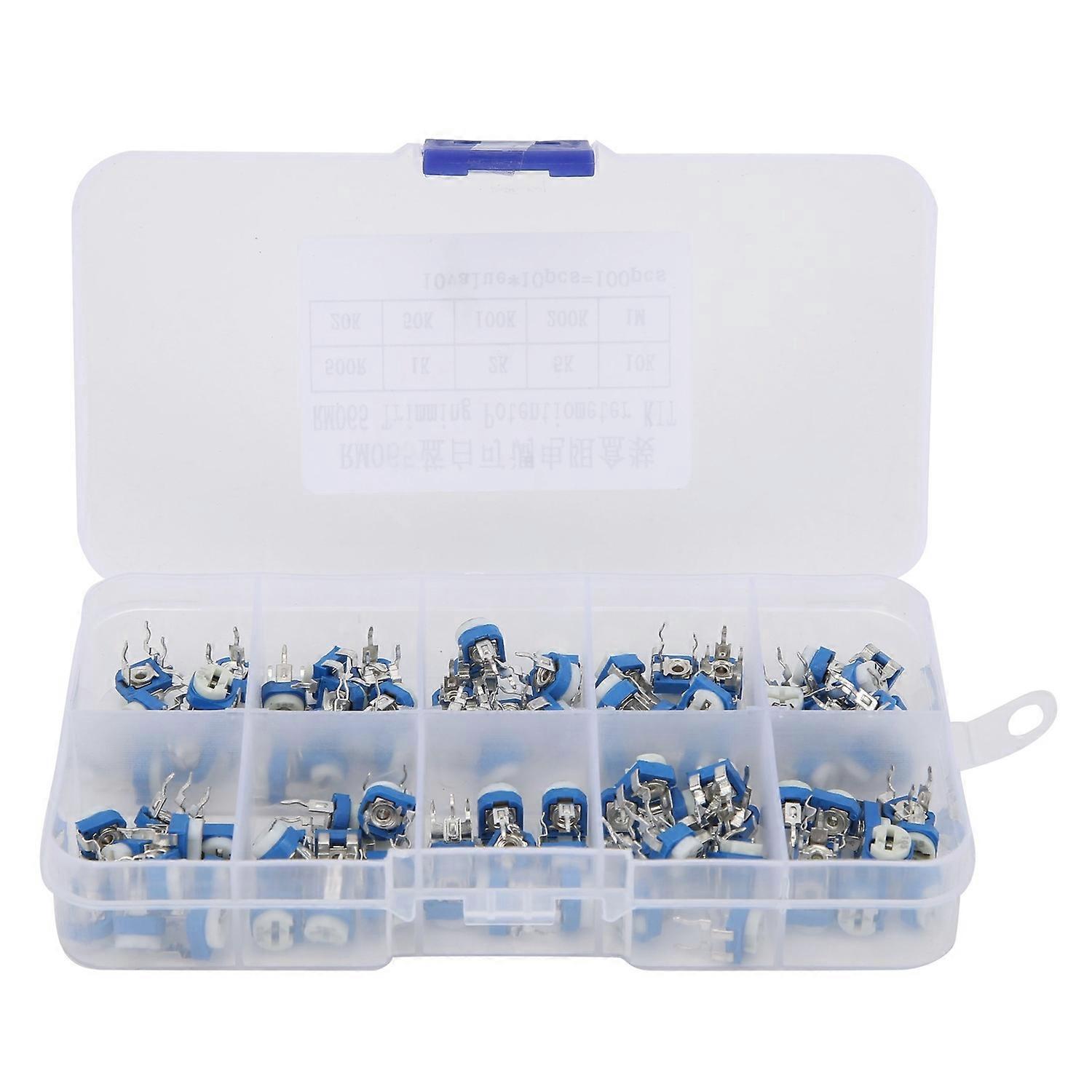 100 Stück Variable Widerstands-trimmer-potentiometer-elektronikbauteil Rm065 Blau Weiß