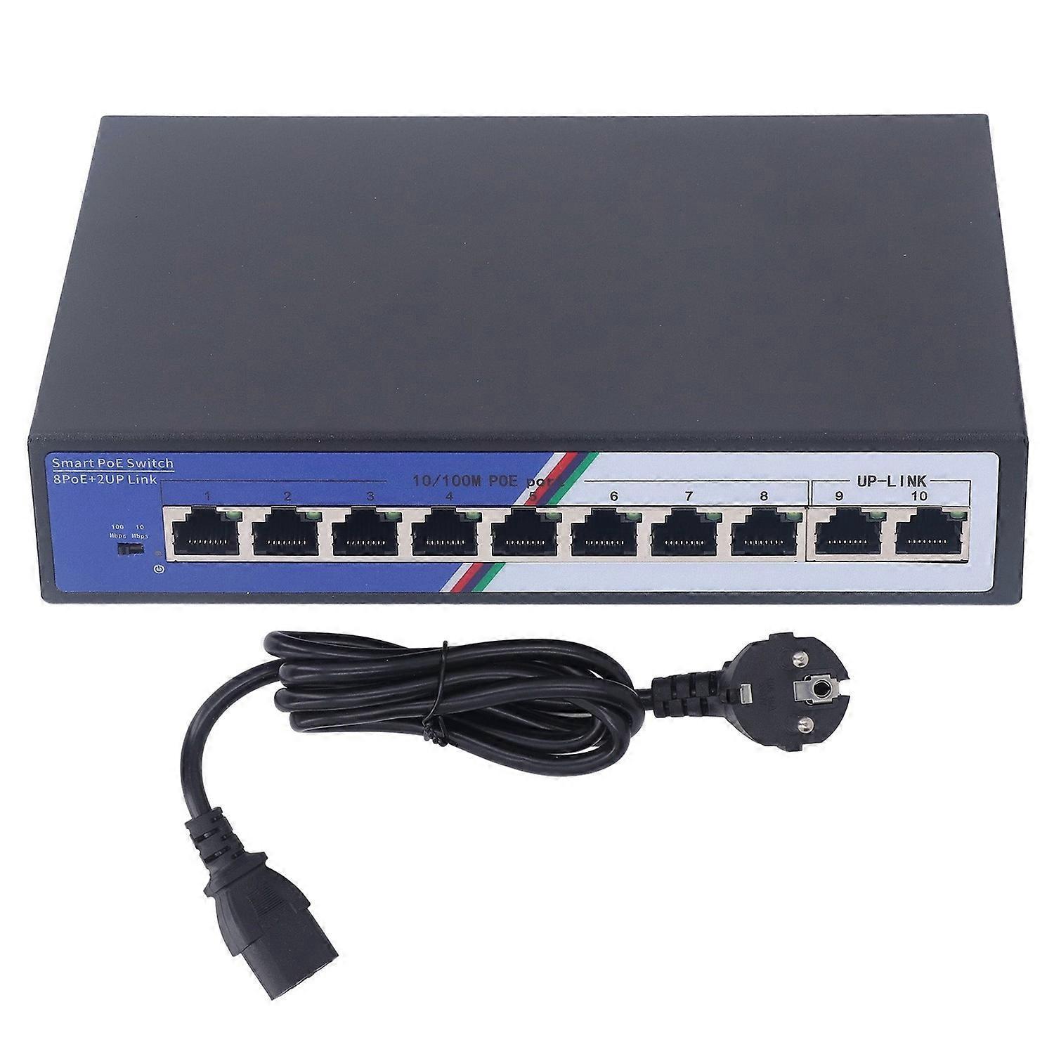 10-port Gigabit Poe Switch 2 Gbit/s Ethernet Splitter Plug & Play Unmanaged Network Switch 100–240 V E