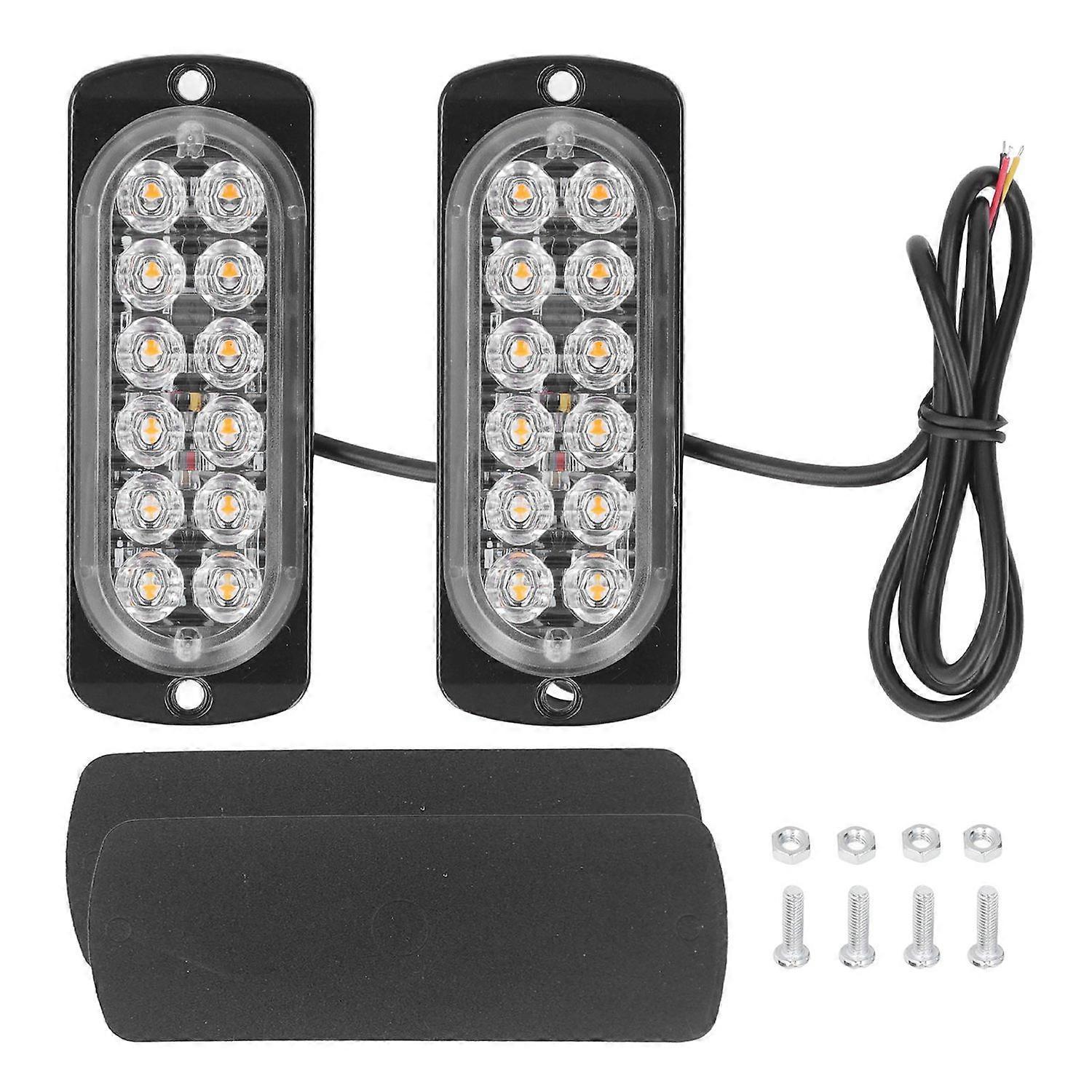 2 Stück Lkw-seitenwarnleuchten, 12 Helle Hochleistungs-led-blitzleuchten, 36 W, 12–24 V