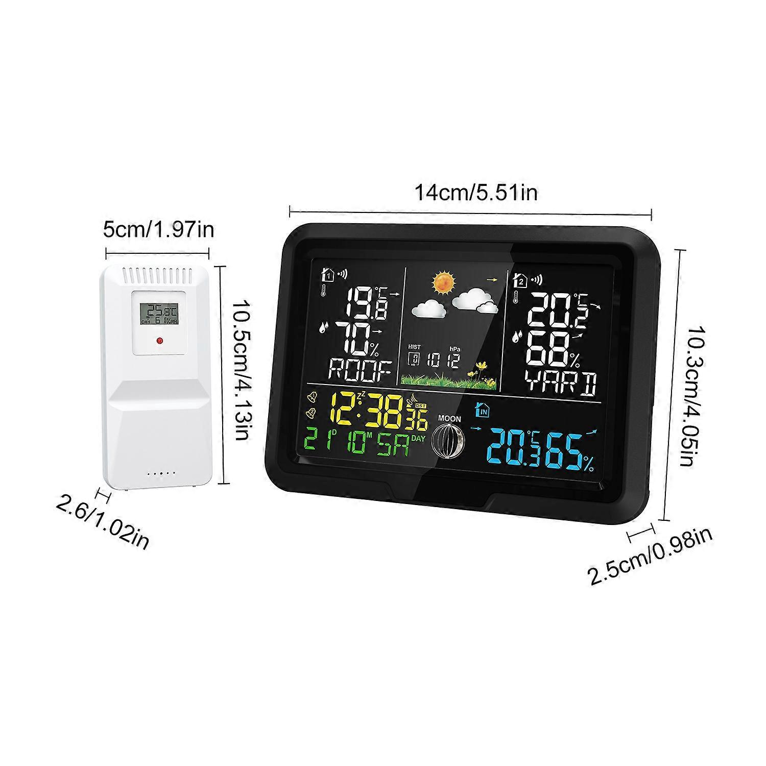 Digitale Wetterstation Mit Sensor, Hd-va-display, Präzise Temperaturanzeige Für Zuhause