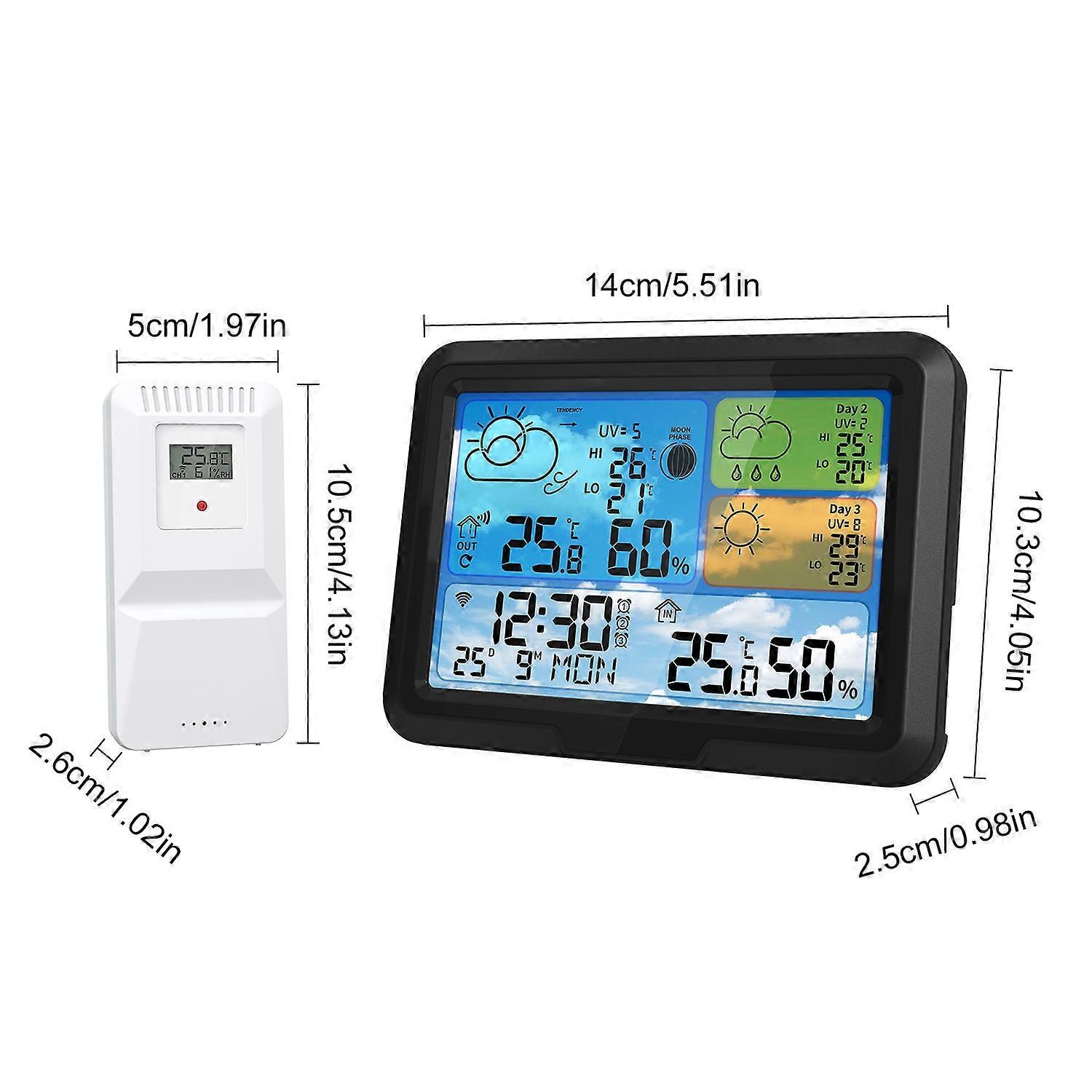Wlan-wetterstation, Innen-/außenthermometer, Heimthermometer Mit App-steuerung Und Farbanzeige