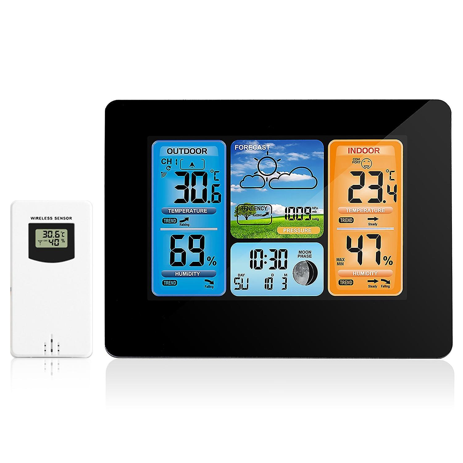 Kabelloses Innen- Und Außenthermometer, Wetterstation Mit Atomuhr, Usb-anschluss, 60 M Reichweite, Hohe Präzision