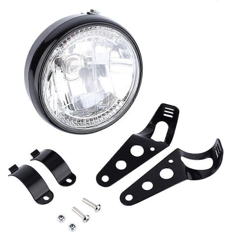 7" Universal 12v H4 35w Runder Gelber Led-motorradscheinwerfer Mit Schwarzer Halterung