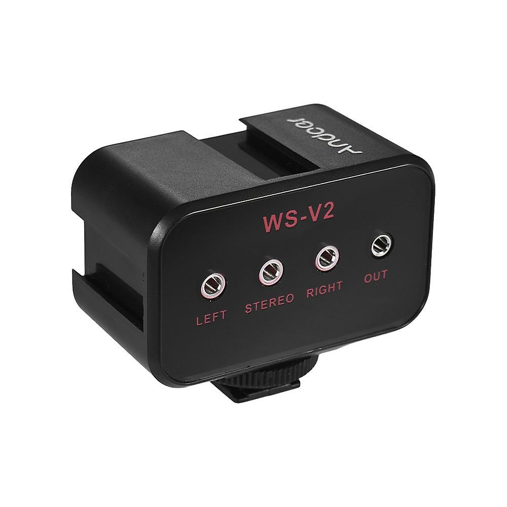 Andoer Ws-vs Zweikanal-mikrofon-audiomixer-adapter & Blitzschuh-montageanschluss 3,5-mm-stereo-ausgang