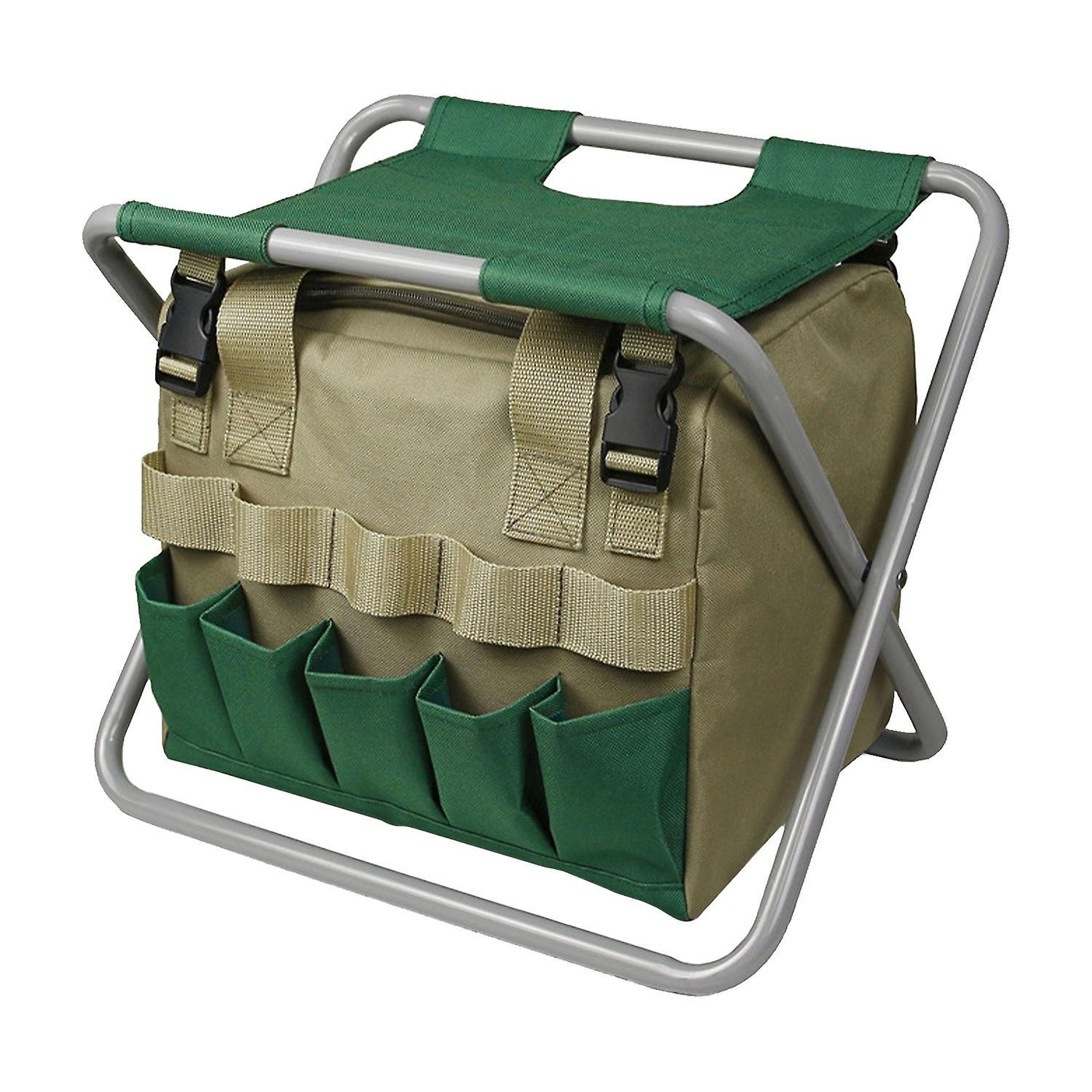 Gartentasche Mit Klapphocker, Aufbewahrungstasche Für Gartengeräte, Organizer Für Rasen Und Garten, B-grau