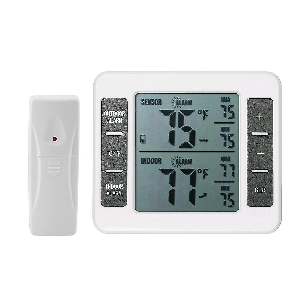 Kabelloses Digitales Kühlschrankthermometer Mit Akustischem Alarm, Innen- Und Außenthermometer Mit Gefriersensor