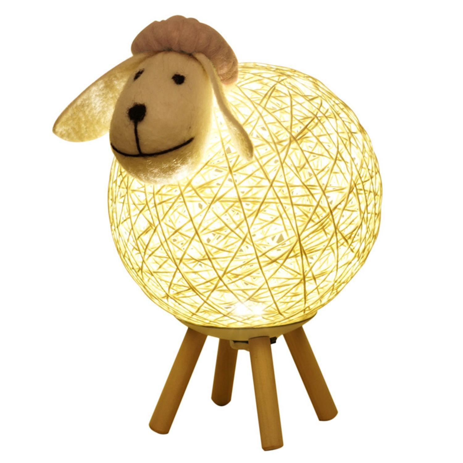 Dimmbare Led-nachtlampe Für Kinder, Niedliches Schaf-design, Handgewebter Lampenschirm, Mondlampe Fürs Kinderzimmer