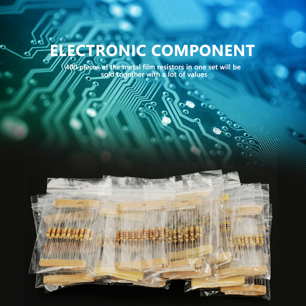 400 Stück 1/2w Kohlewiderstände, 16 Werte, 10 Ohm–1 Mω, Sortiment, Komponenten-kit