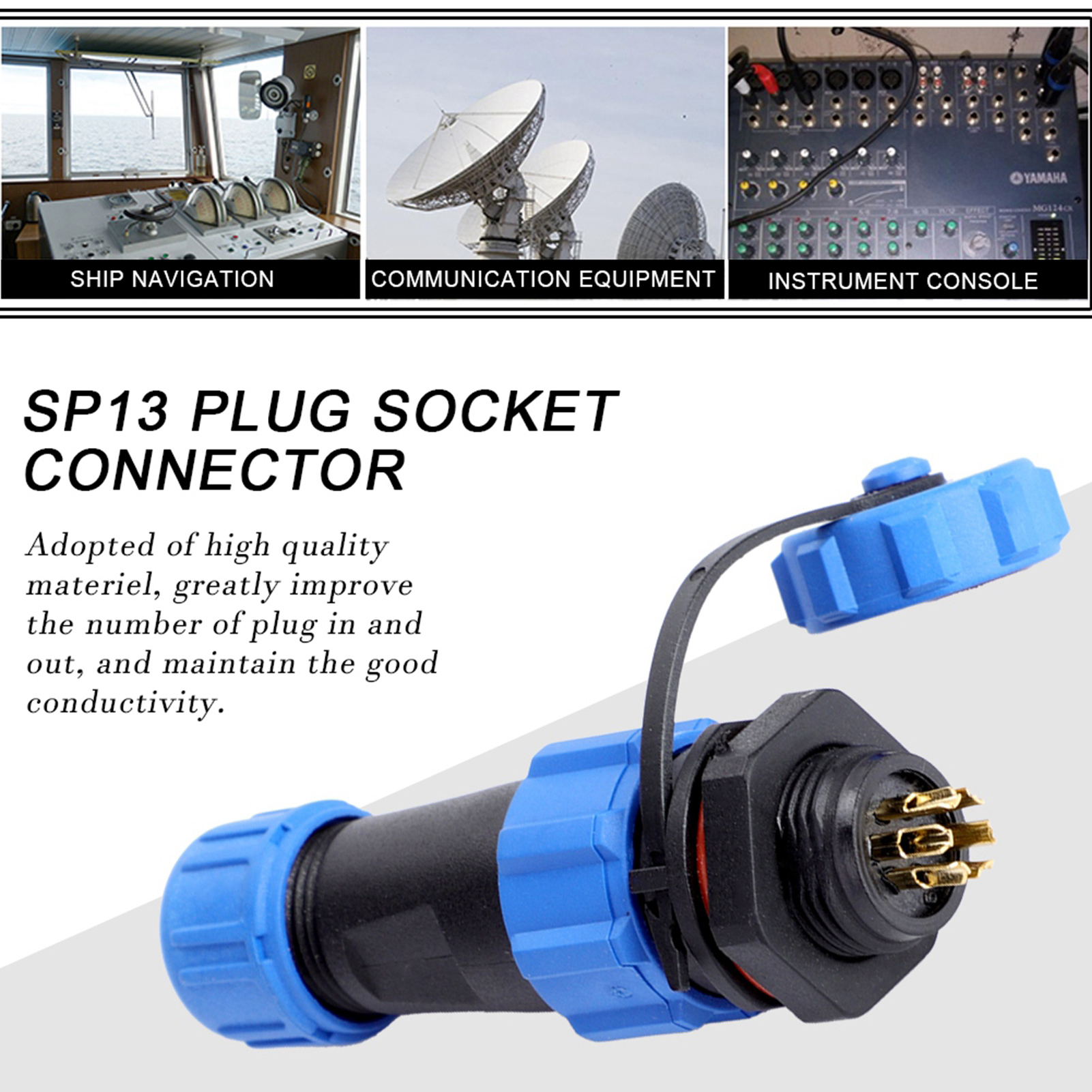 Ip67 Sp13 6-poliger Wasserdichter Kunststoffstecker (6-polig)