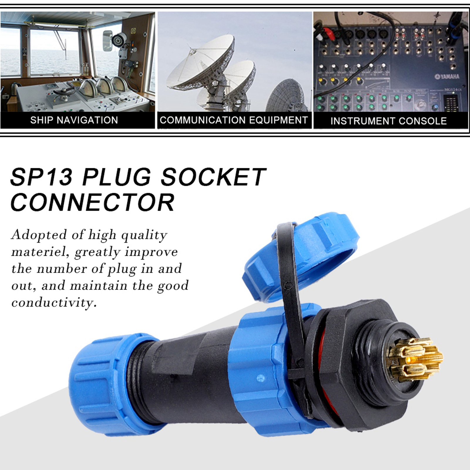 Ip67 Sp13 7-poliger Wasserdichter Kunststoffstecker (7-polig)