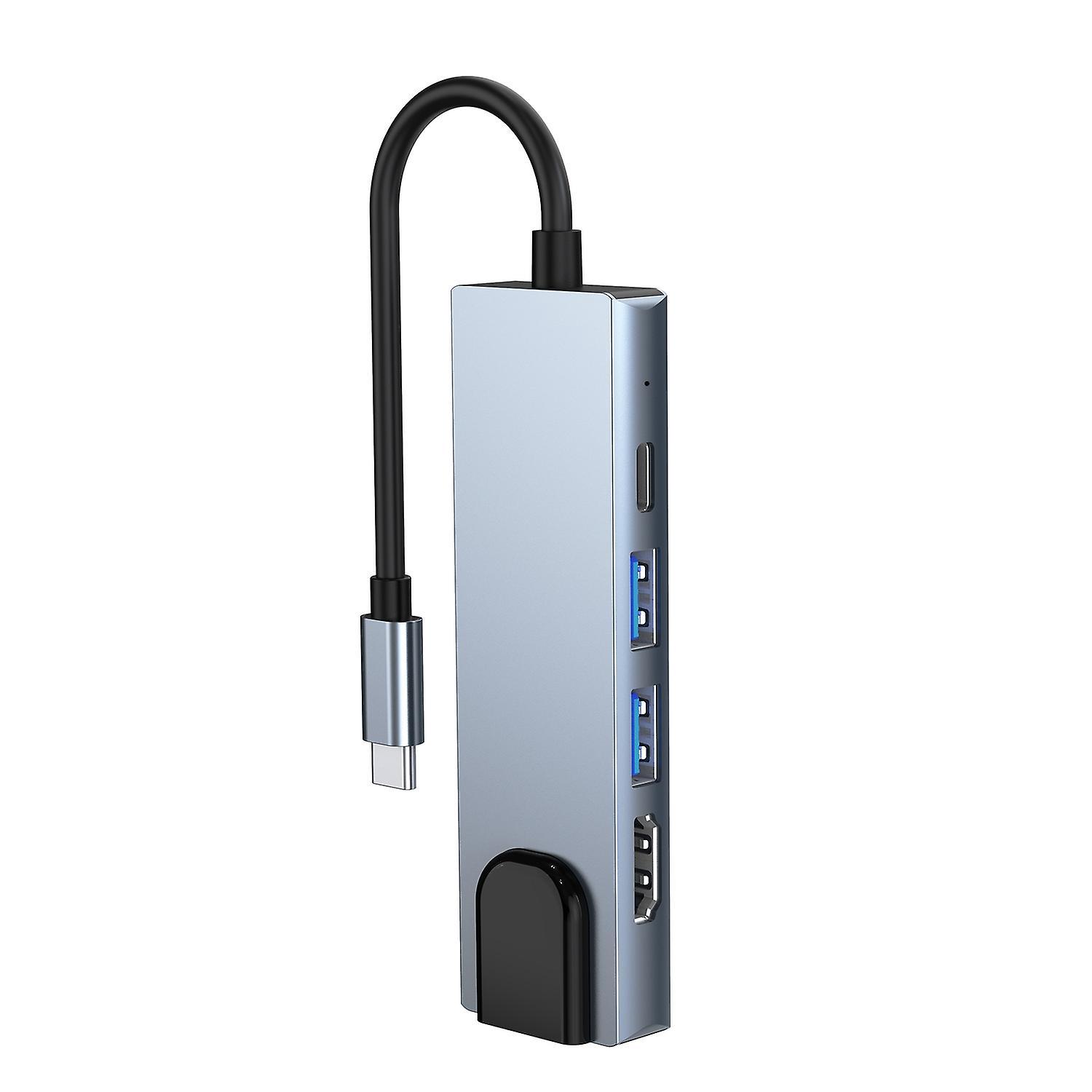5-in-1 Usb-c-hub, Multifunktionale Typ-c-dockingstation Mit 4k@30hz Hm+usb3.0+usb3.0+rj45+87w Netzteil