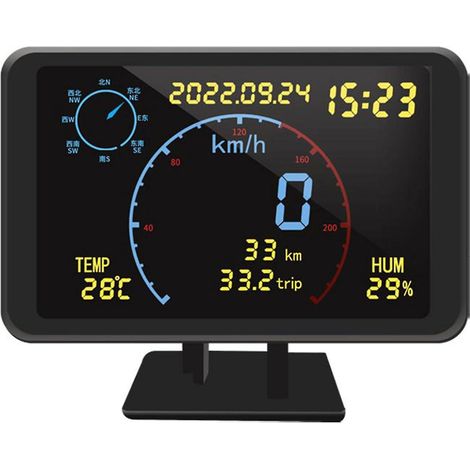 Digitaler Gps-tachometer Mit Kilometerzähler, 4,7-zoll-lcd-display Und Hud-anzeige Mit Geschwindigkeitsüberschreitungsalarm Für Alle