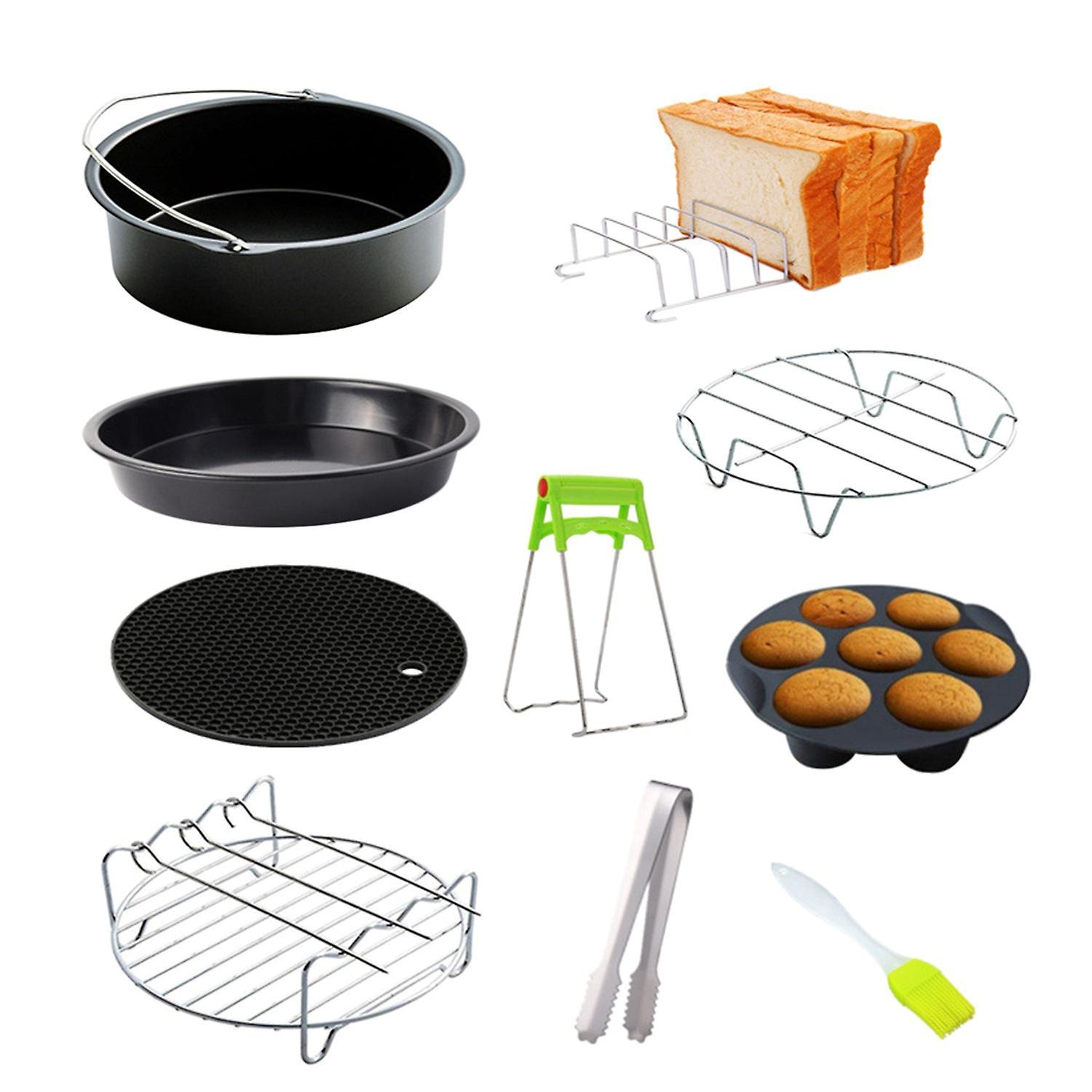 10-teiliges Zubehörset Für Heißluftfritteusen: Frittier-, Backblech-, Rost-, Pizzablech-, Topf-, Metallhalter, Brothalterung, Tassenhalter