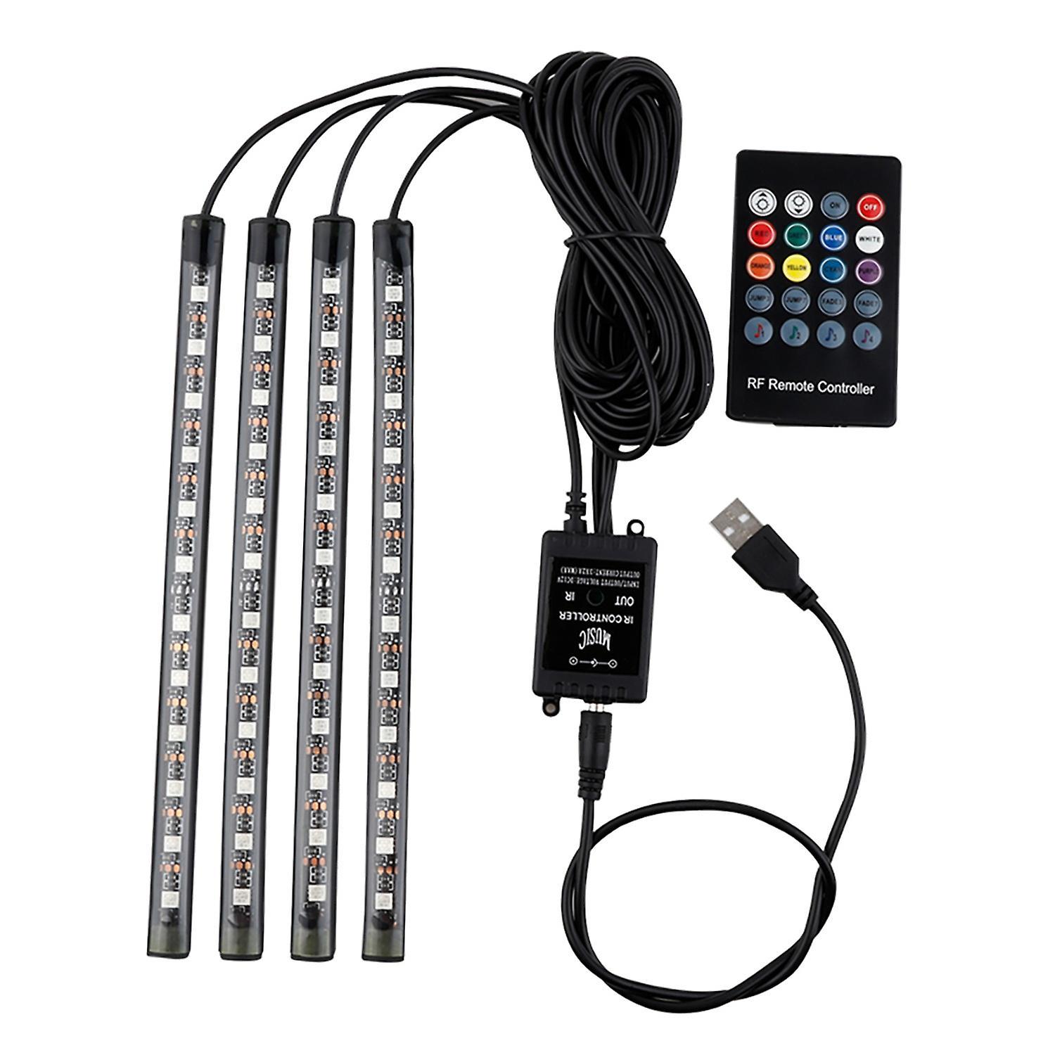 Led-lichtleiste Fürs Auto, 4 Stück, 36 Leds, 12 V Dc, Mehrfarbig, Mit Musikfunktion, Usb-anschluss, Innenraumbeleuchtung, Led-unterbodenbeleuchtung