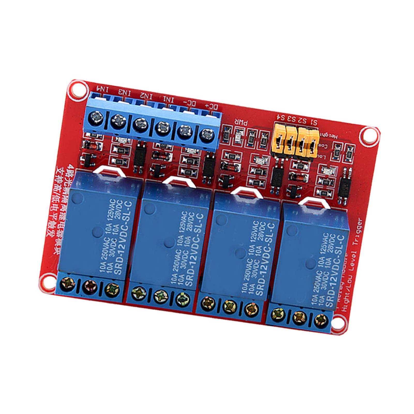 4-kanal-optokoppler-relaismodulplatine, High- Und Low-trigger 5v/12v/24v (12v)