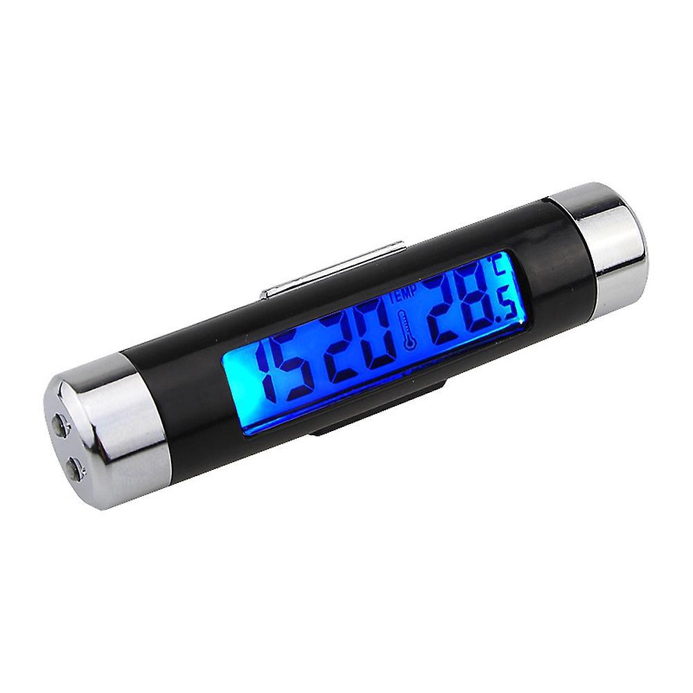 2-in-1-autouhr, Temperaturanzeige, Luftauslass-clip-on-led-digitalanzeige-thermometer Mit Blau
