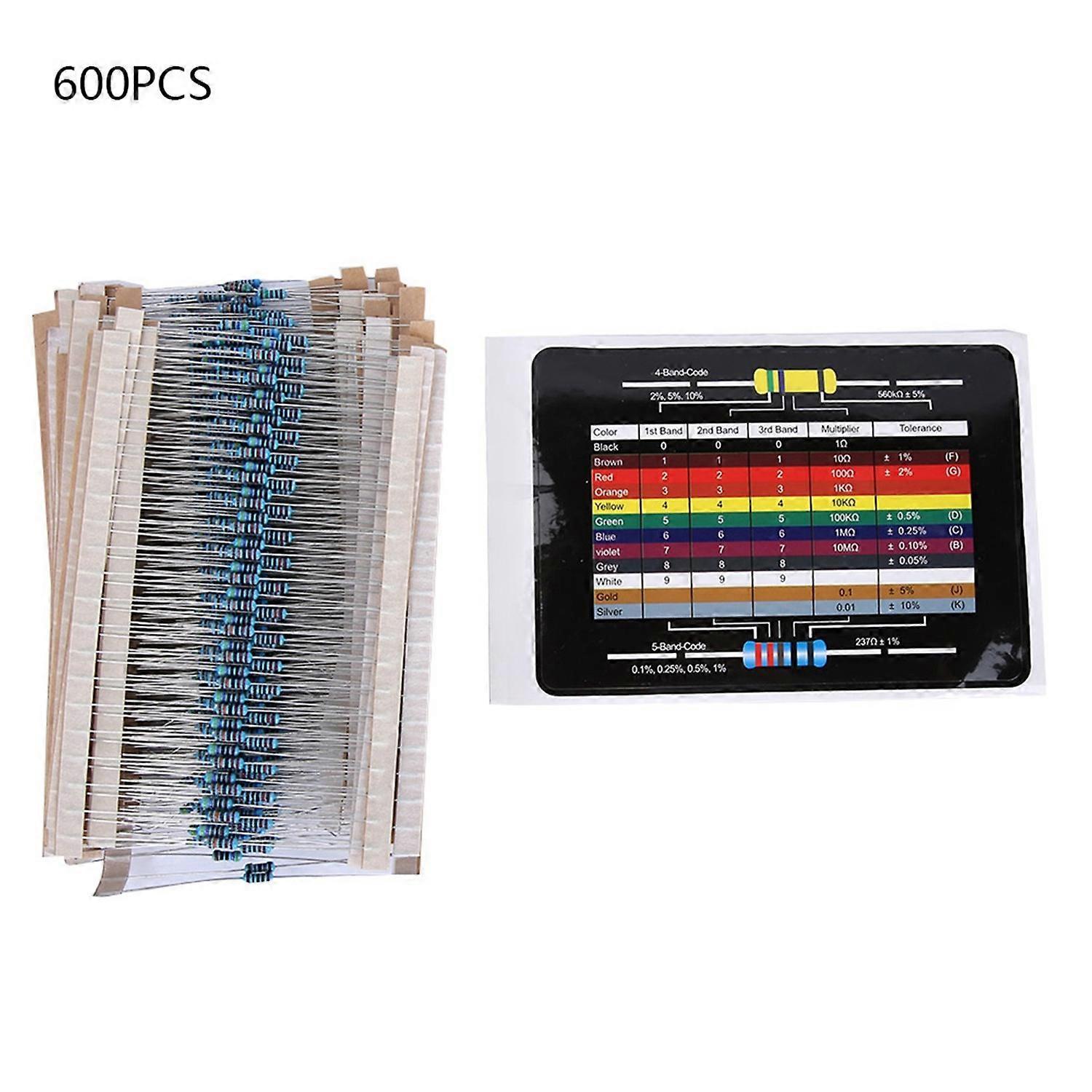 600-teiliges Set Mit 1/4-w-metallfilmwiderständen (10 Ω – 1 Mω), 30 Verschiedene Widerstandswerte, Je 20 Stück