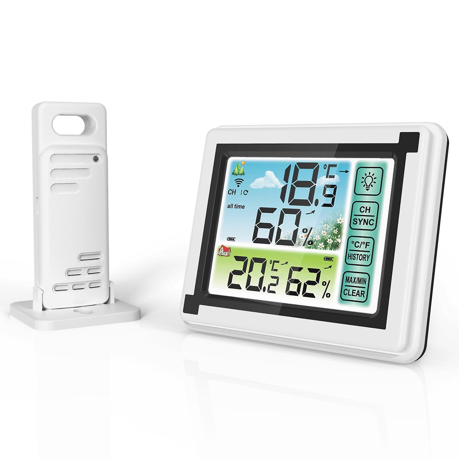 Kabelloses Digitales Thermometer-hygrometer Für Den Innen- Und Außenbereich, Wetteruhr, Temperatur- Und Feuchtigkeitsüberwachung