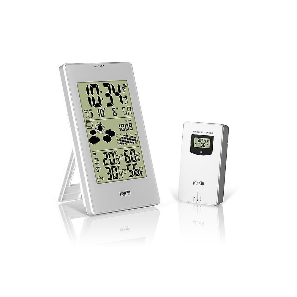 Fanju Drahtlose Wetterstation Mit Thermometer, Hygrometer, Barometer Und Wecker Für Den Innen- Und Außenbereich