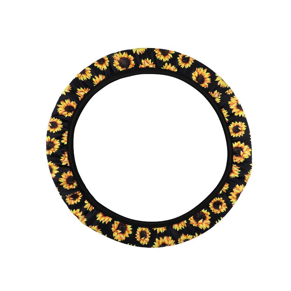 Universeller Lenkradbezug Mit Sonnenblumenmotiv, Rutschfestes Und Schweißabweisendes Material, Autozubehör Mit Sonnenblumenmotiv