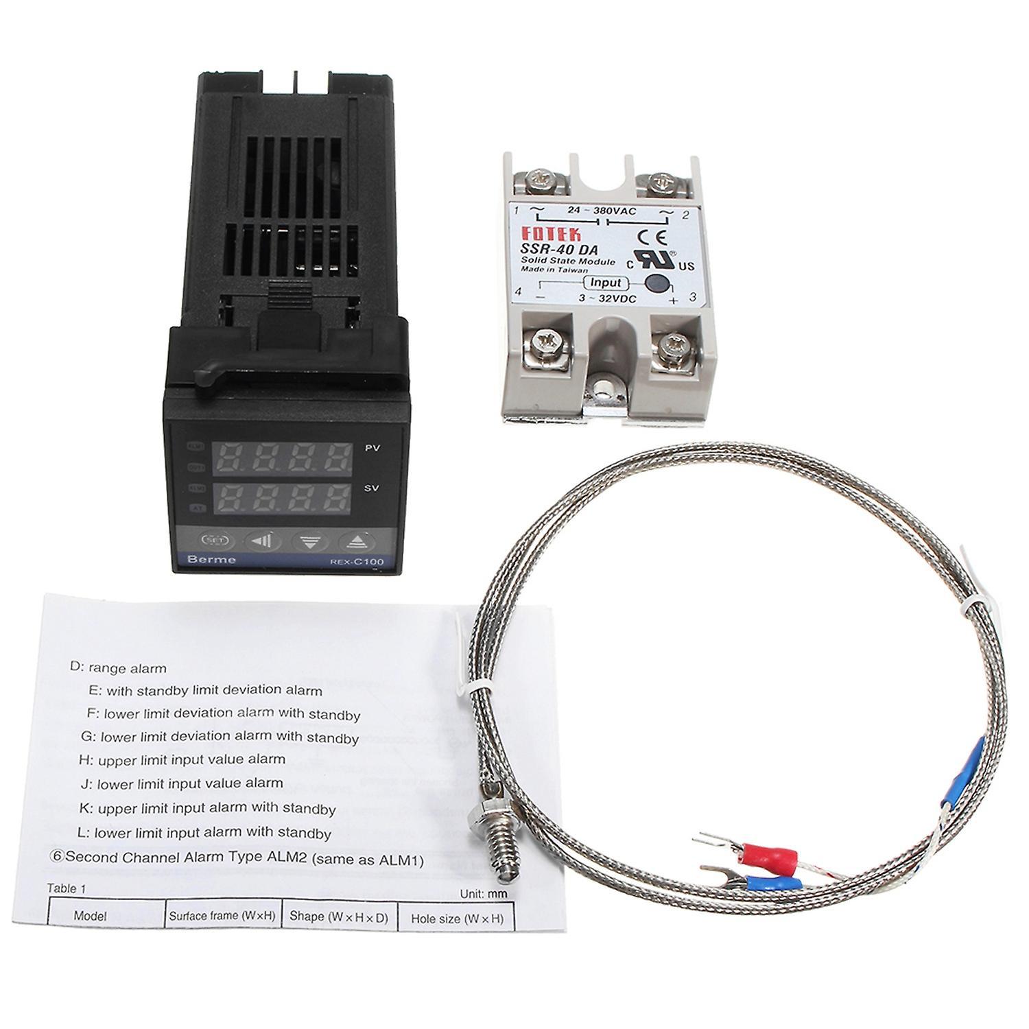 Rex-c100 Pid-lcd-digitaltemperaturregler + Thermoelement Typ K + Halbleiterrelais Max. 40 A
