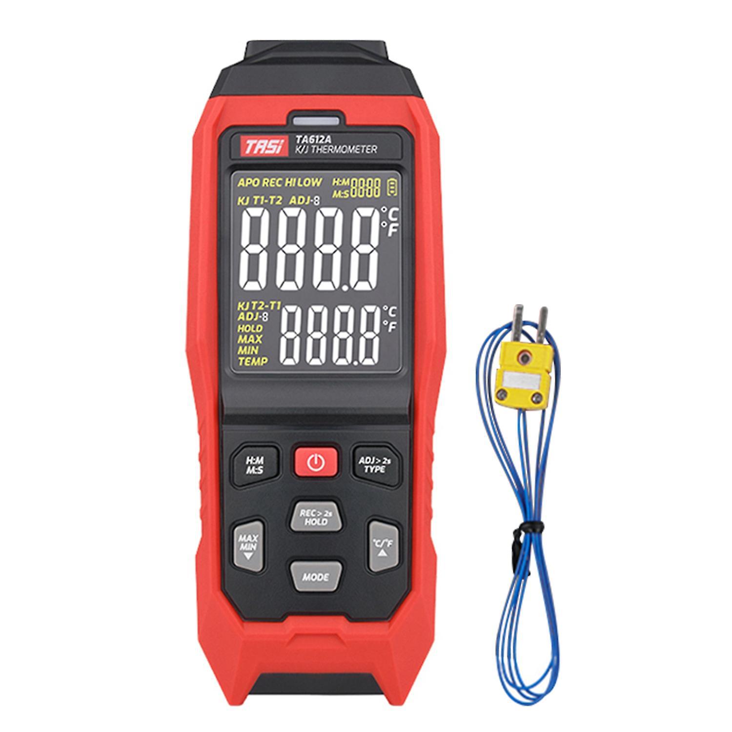 Tasi Ta612b Zweikanal-digitalthermometer Für Thermoelemente Typ K/j -2001372℃/-3282501℉ Tragbares Lcd-display