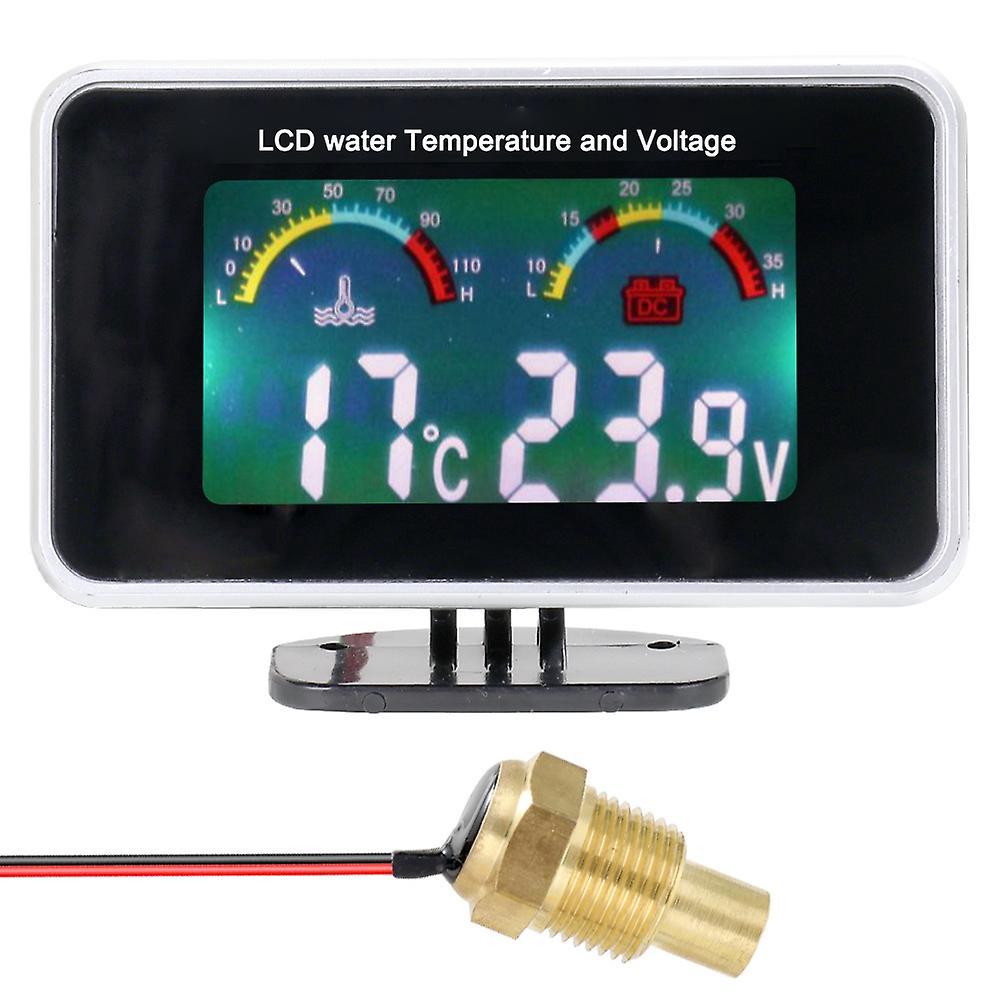 Digitales Lcd-display Für Autos: Thermometer, Wassertemperaturanzeige, Voltmeter (2-in-1-anzeige) Und Spannungsanzeige
